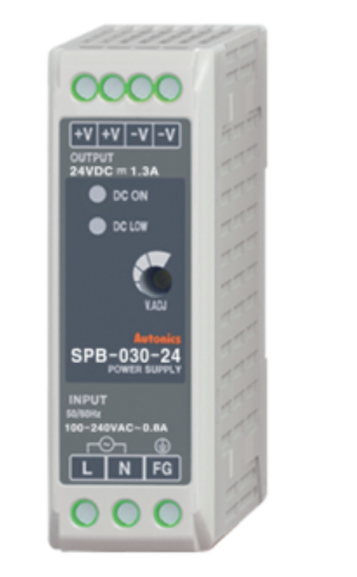 SPB-030-24 POWER SUPPLY, DIN RAIL MOUNTING, SWITCHING<BR>24 VDC OUTPUT, 30 WATTS, 1.25 AMP 100-240 VAC INPUT